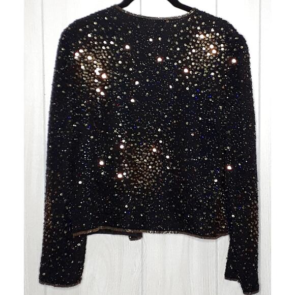 Ladies Papell Boutique Evening Jacket Dress Topper Silk Size Small Embellished - Picture 3 of 5